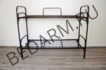 Двухъярусная металлическая кровать СБ-2 с ограждением (коричневая)